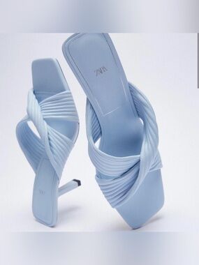 Zara Pleated Strap Heeled Sandals